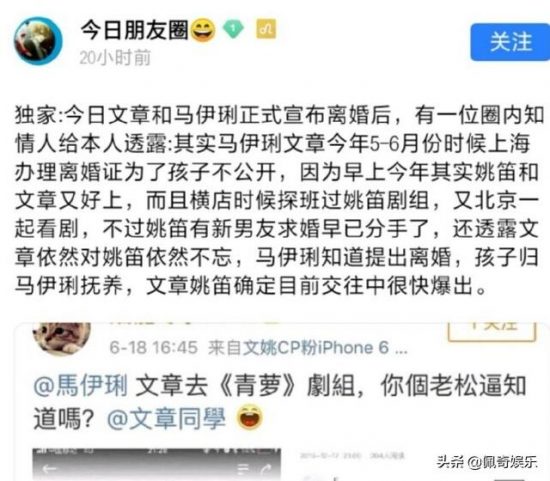 卓偉小號爆料文章馬伊琍離婚內幕：兩人分居多年，與已婚姚笛無關 娛樂 第1張