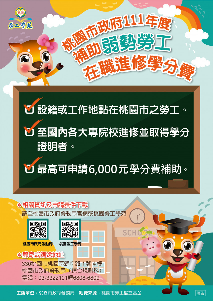 桃市府補助弱勢勞工在職進修學分費　提昇職場專業知能 台灣好新聞 第1張