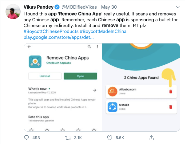 印度下載量第二「Remove China Apps」被Google強制下架，引起印度集體反彈 熱門 第2張
