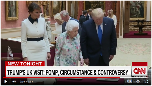  （美國總統特朗普偕夫人梅拉尼婭對英國進行國事訪問圖自CNN）