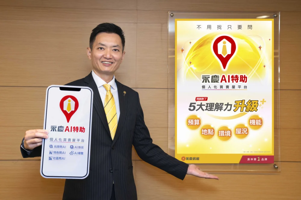 永慶房產集團率先業界打造高階房產AI—「永慶AI特助」能深度理解預算、屋況、地點、環境與機能,讓找房推薦更精準。圖/永慶房屋提供