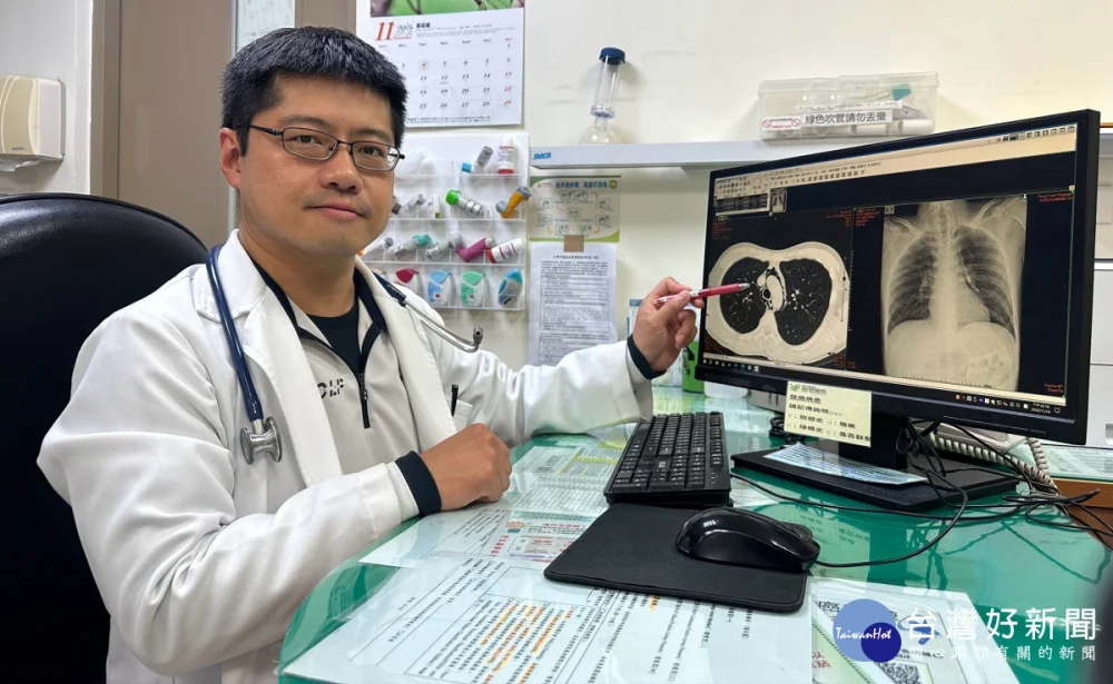 豐原醫院胸腔內科主治醫師陳君禮說明空氣異常滯留於胸腔中央的縱膈腔內造成「氣縱膈」。