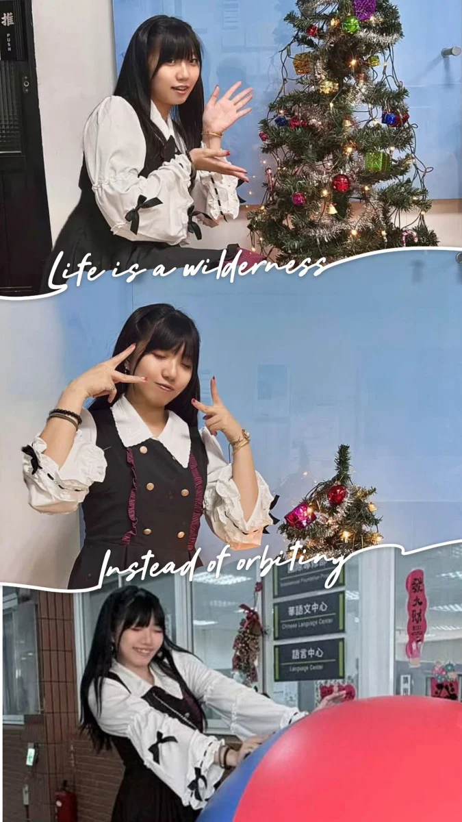 正妹學生吳云禎盛裝打扮，參加自己班上交換禮物，也參加外籍生活動，感受到外國同學的熱情與活力。