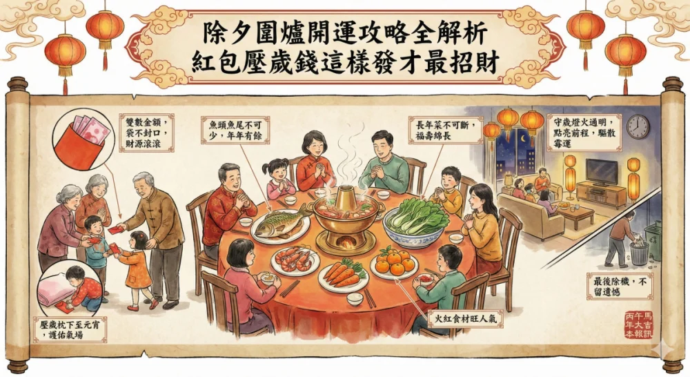 除夕圍爐開運攻略全解析　紅包壓歲錢這樣發才最招財