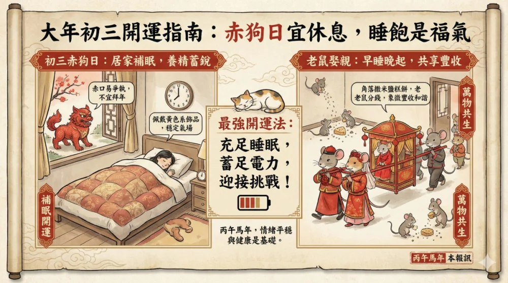 初三赤狗日宜宅在家 老鼠娶親傳說與睡眠補運法