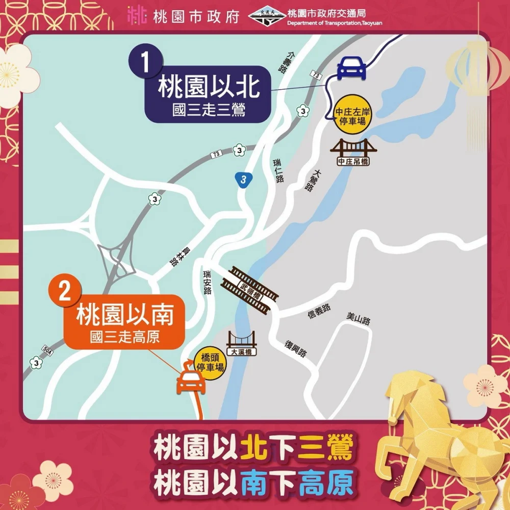 026春節懶人包-大溪遊客建議下交流道動線。