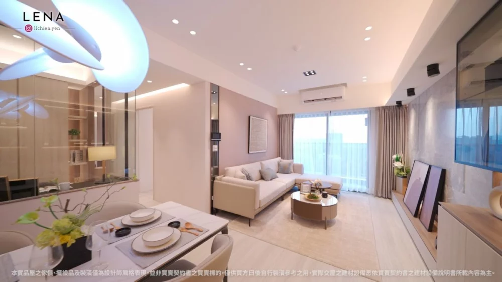 圖/「盛築玥」39坪3房實品屋。擁獨立落塵區,可設計中島吧檯空間,寬敞餐廳尺度、大面窗景引光入室,部分戶型享景觀大陽台。(翻攝 YT土地婆麗娜)