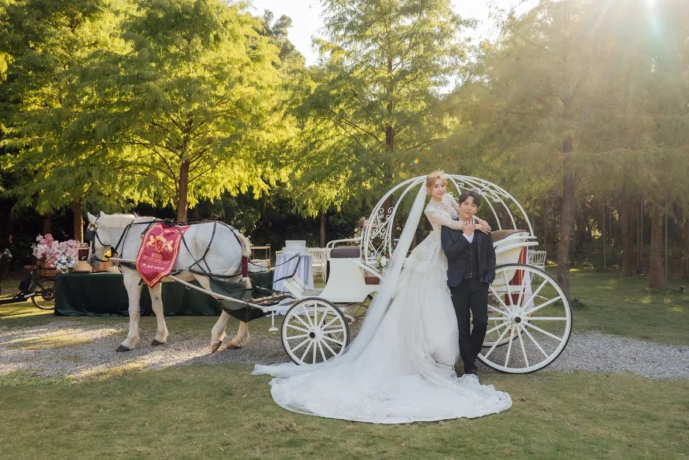 圖／童話馬車婚禮。（青青食尚花園會館提供）