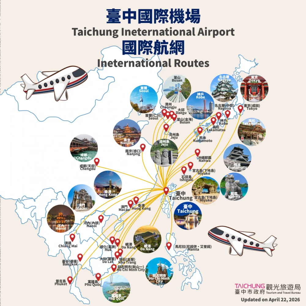 台中國際機場國際航網圖