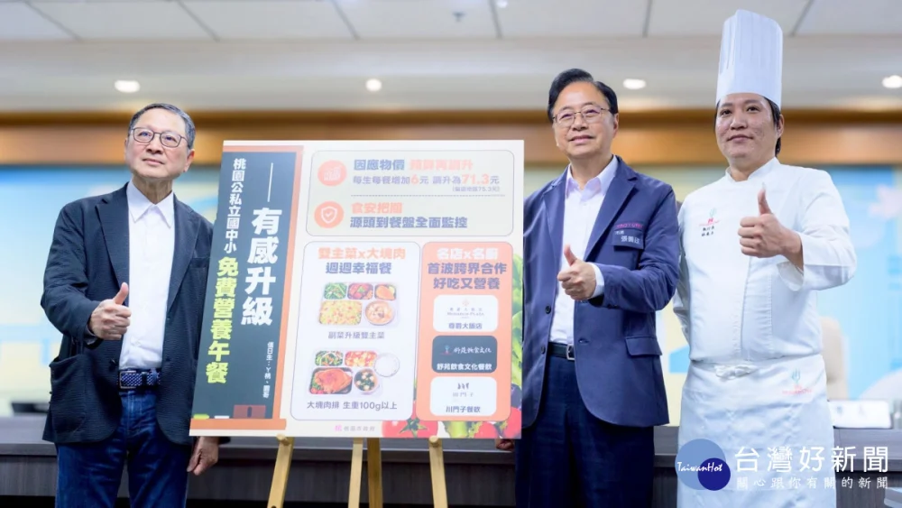 桃園營養午餐9月起每餐補助調升6元。